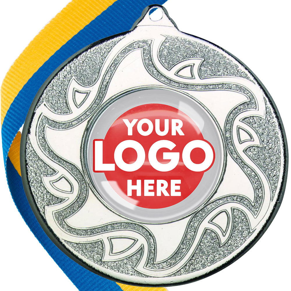 The Glossy Domed 50mm Sunshine Design Medals on Ribbons MINIMUM ORDER 100