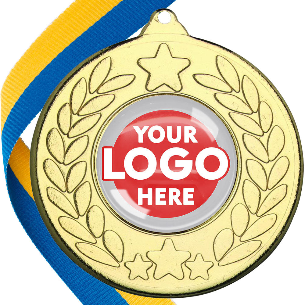 The Glossy 50mm Classic Star Medal on a Ribbon MINIMUM ORDER 100