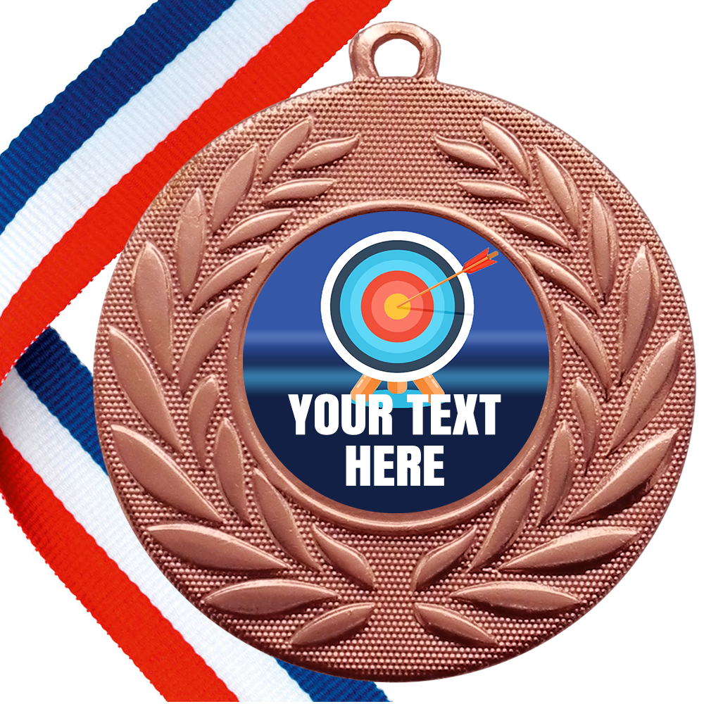 Set of Personalised Archery Wreath Medals On Ribbons BW Trophies