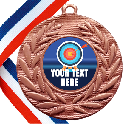 Set of Personalised Archery Wreath Medals On Ribbons BW Trophies