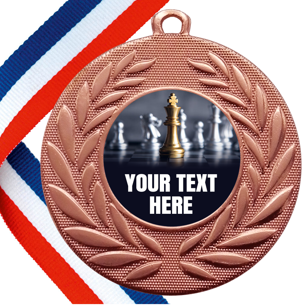 Set of Personalised Chess Wreath Medals On Ribbons