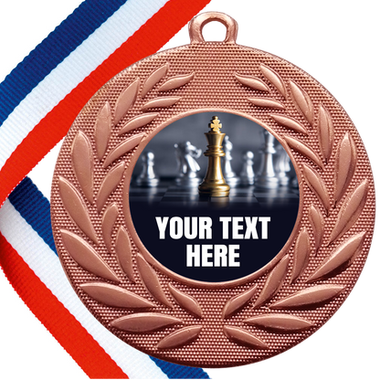 Set of Personalised Chess Wreath Medals On Ribbons