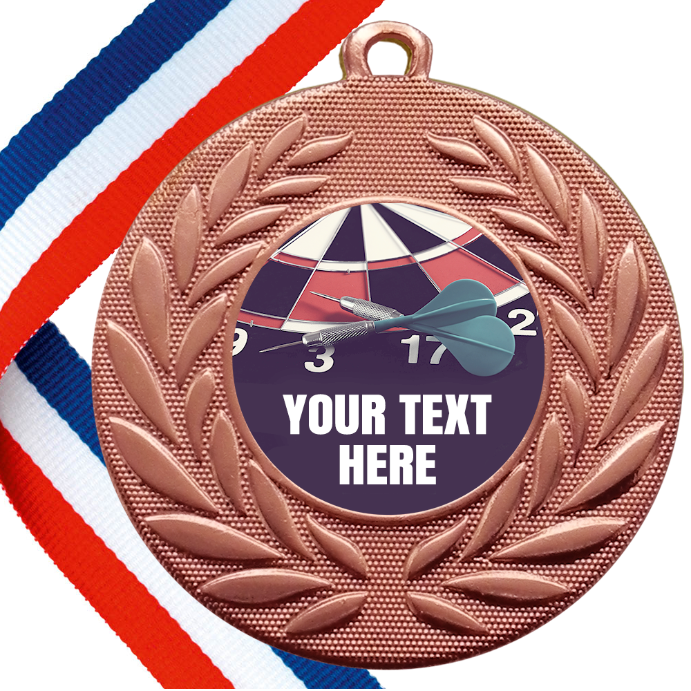 Set of Personalised Darts Wreath Medals On Ribbons