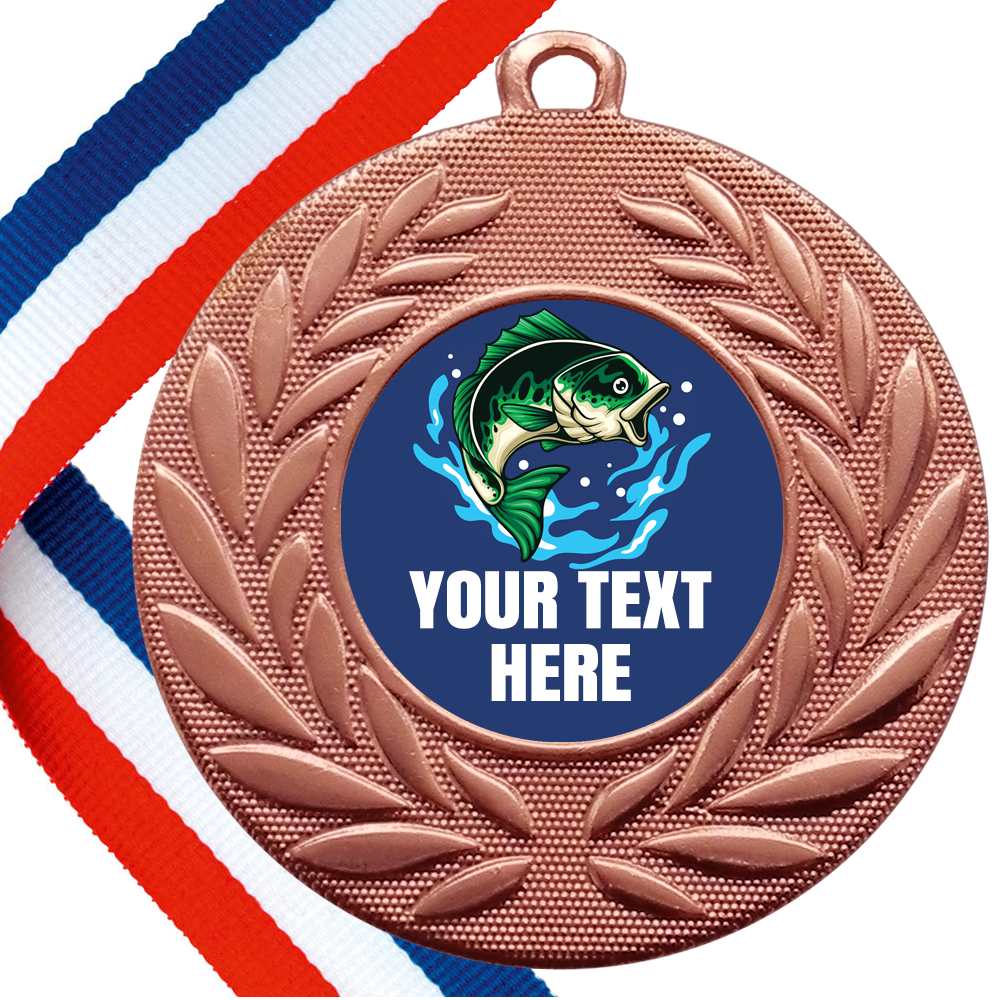 Set of Personalised Fishing Wreath Medals On Ribbons