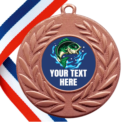 Set of Personalised Fishing Wreath Medals On Ribbons