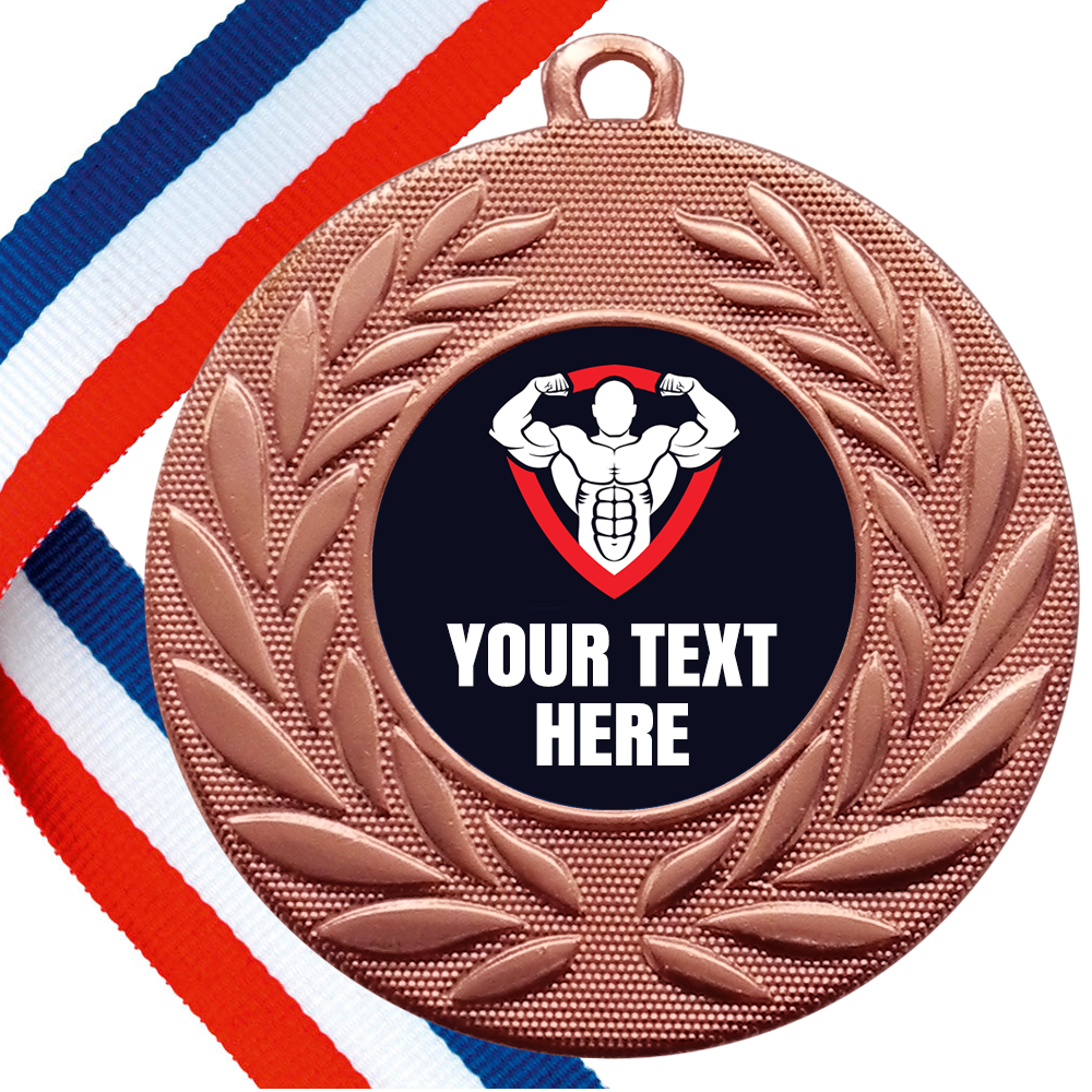 Set of Personalised Gym Wreath Medals On Ribbons BW Trophies