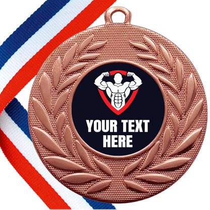 Set of Personalised Gym Wreath Medals On Ribbons BW Trophies