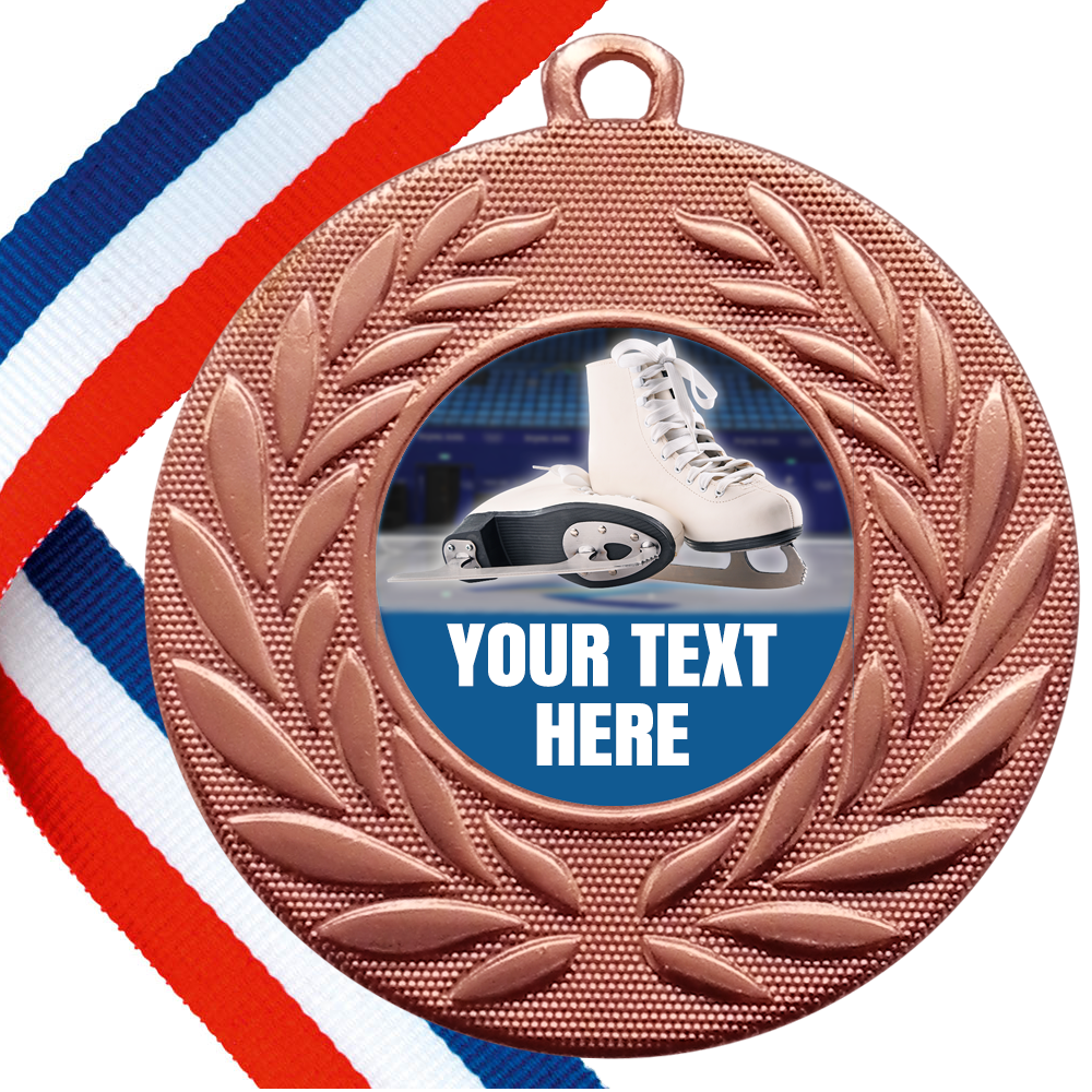 Set of Personalised Ice Skating Wreath Medals On Ribbons