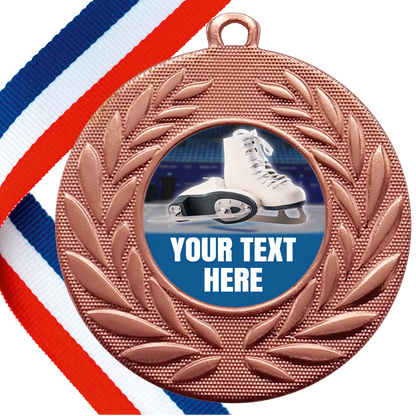 Set of Personalised Ice Skating Wreath Medals On Ribbons