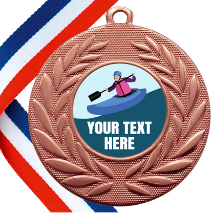 Set of Personalised Kayaking Wreath Medals On Ribbons BW Trophies