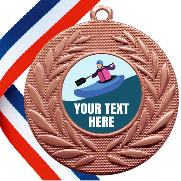 Set of Personalised Kayaking Wreath Medals On Ribbons