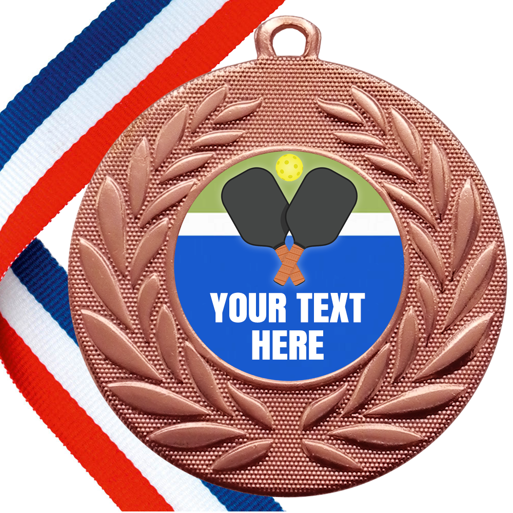 Set of Personalised Pickleball Wreath Medals On Ribbons