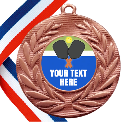 Set of Personalised Pickleball Wreath Medals On Ribbons