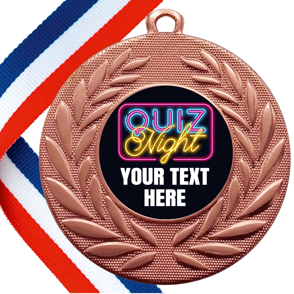 Set of Personalised Quiz Night Wreath Medals On Ribbons