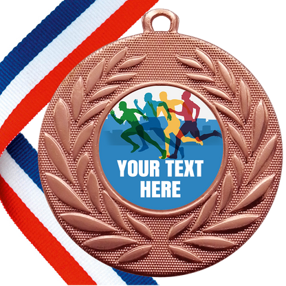 Set of Personalised Running Wreath Medals On Ribbons