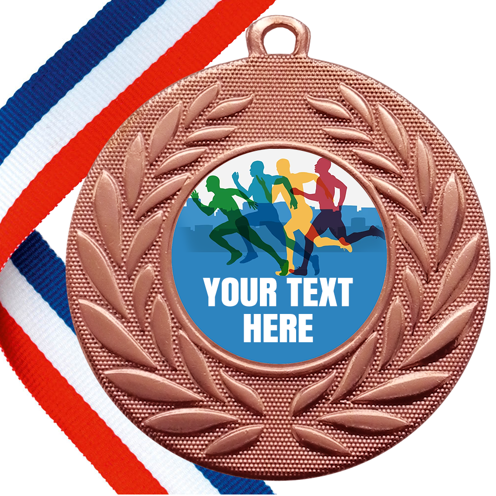 Set of Personalised Running Wreath Medals On Ribbons
