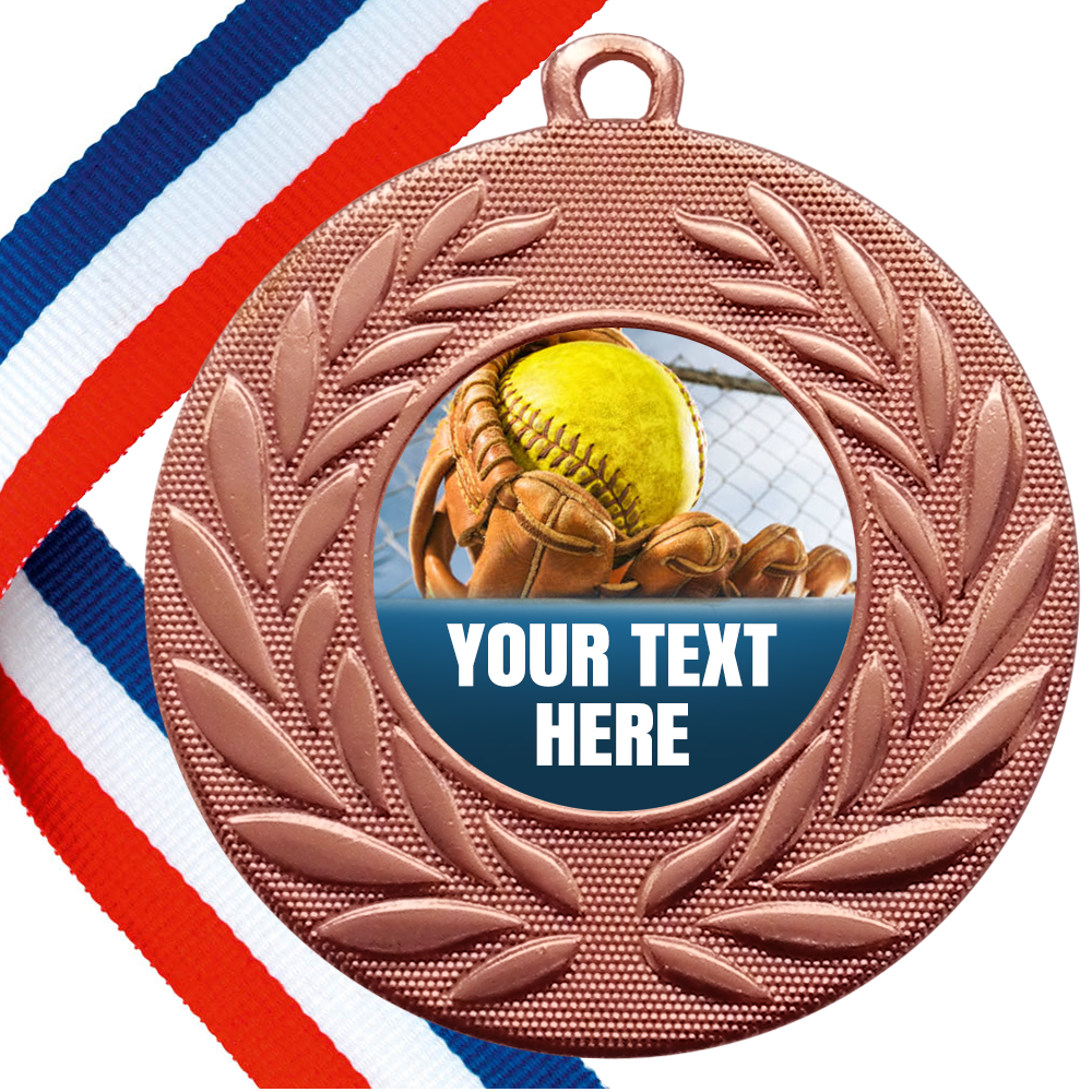 Set of Personalised Soft Ball Wreath Medals On Ribbons