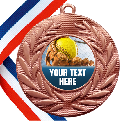 Set of Personalised Soft Ball Wreath Medals On Ribbons