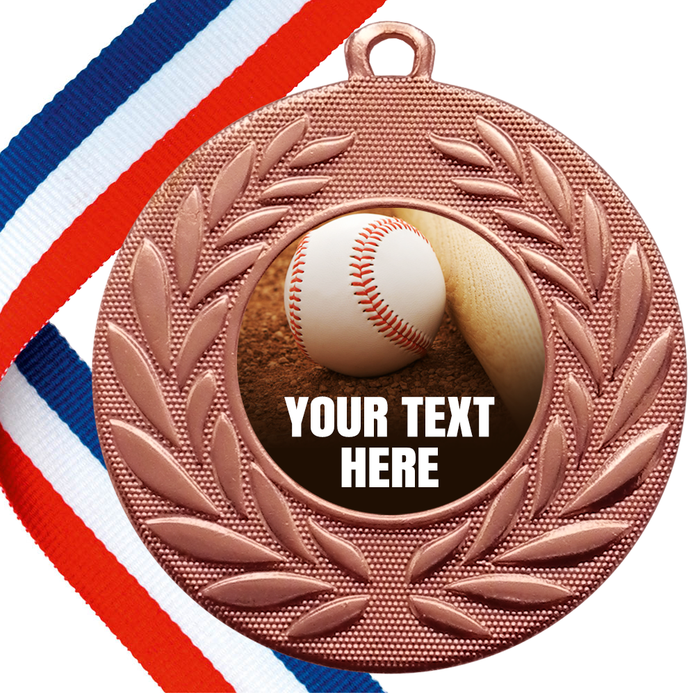 Set of Personalised T-Ball Wreath Medals On Ribbons BW Trophies