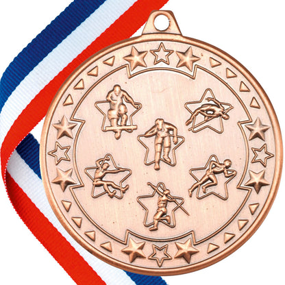 50mm Embossed Athletics Medal on a Ribbon