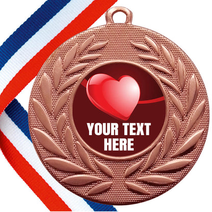 Set of Personalised Valentine's Day Wreath Medals On Ribbons