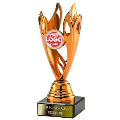 Flame-shaped Trophy Award in Gold/Silver/Bronze (SET35101/2/3A) BW Trophies
