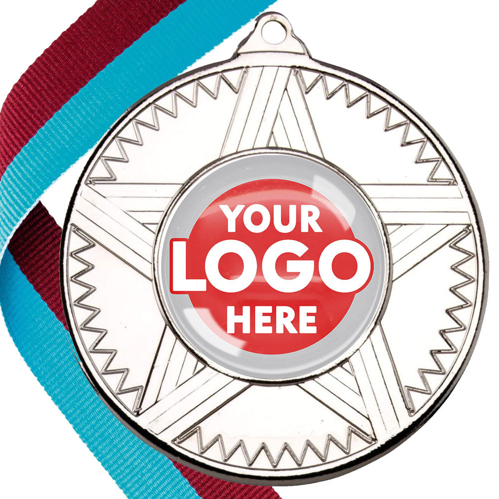 50mm Striped Star Design Medals on Ribbons