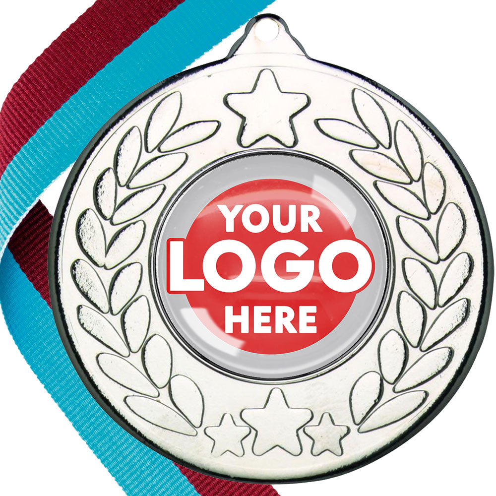 The Glossy 50mm Classic Star Medal on a Ribbon MINIMUM ORDER 100
