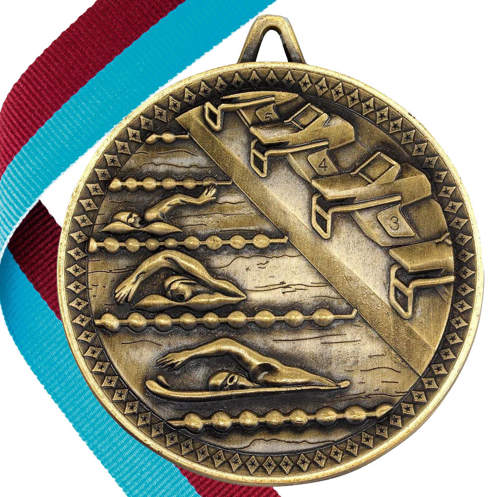 Swimming Antique 60mm Medal