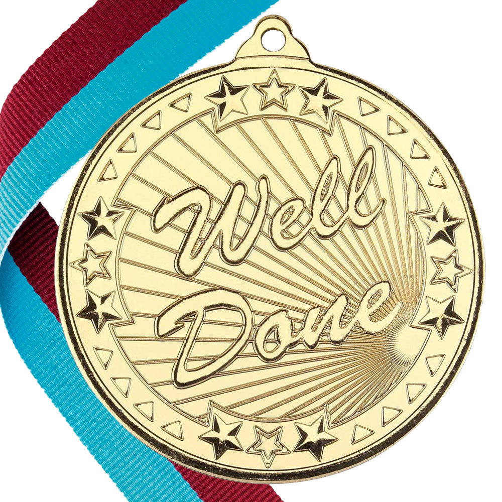 50mm Well Done Embossed Medal on a Ribbon