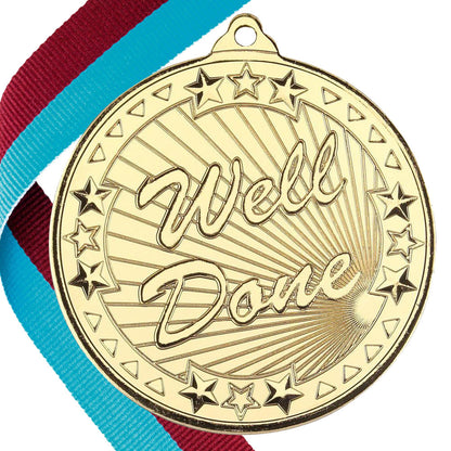 50mm Well Done Embossed Medal on a Ribbon