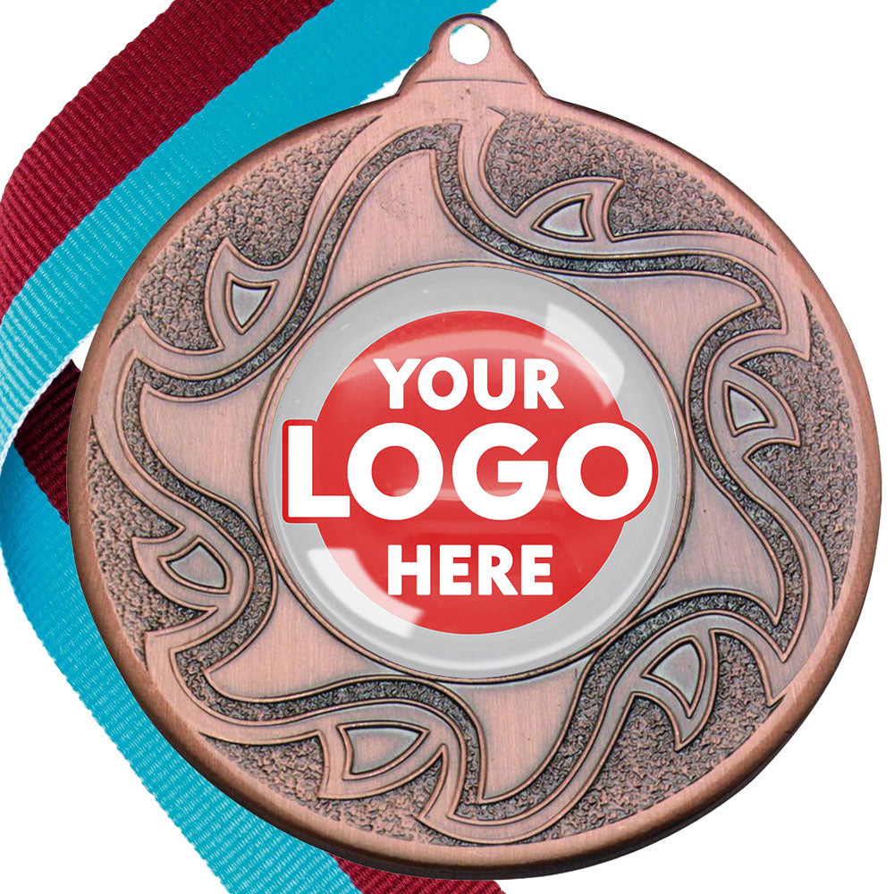 The Glossy Domed 50mm Sunshine Design Medals on Ribbons MINIMUM ORDER 100