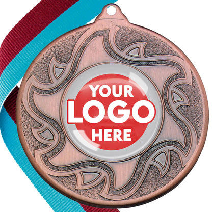 The Glossy Domed 50mm Sunshine Design Medals on Ribbons MINIMUM ORDER 100