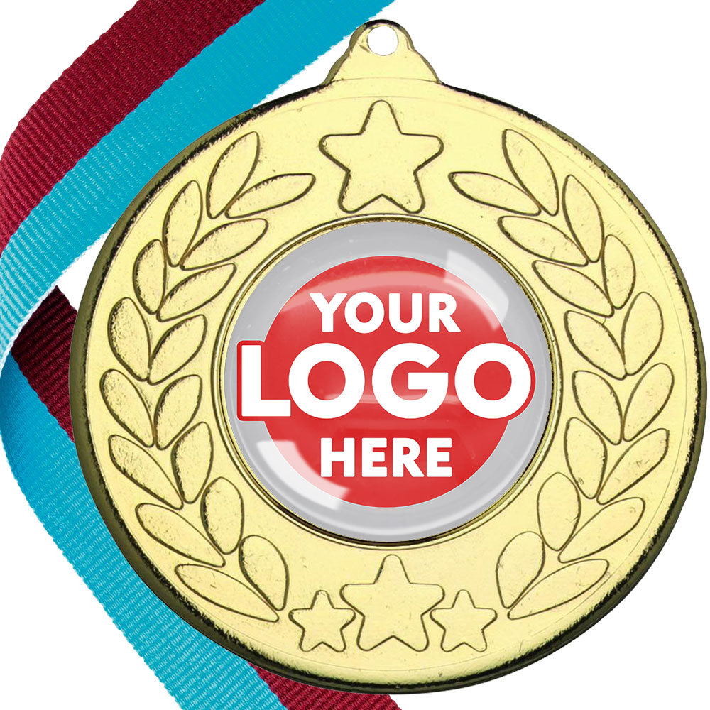 The Glossy 50mm Classic Star Medal on a Ribbon MINIMUM ORDER 100