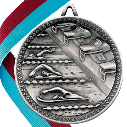 Swimming Antique 60mm Medal
