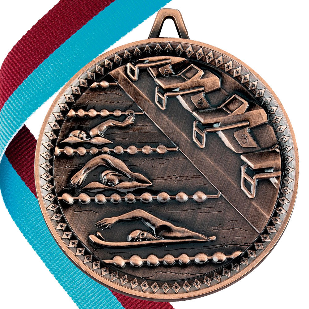 Swimming Antique 60mm Medal