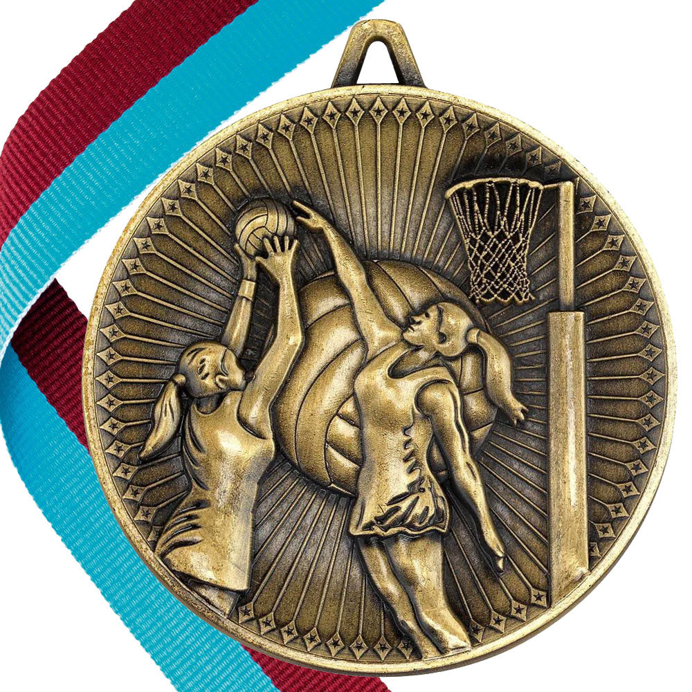 Netball Antique 60mm Medal