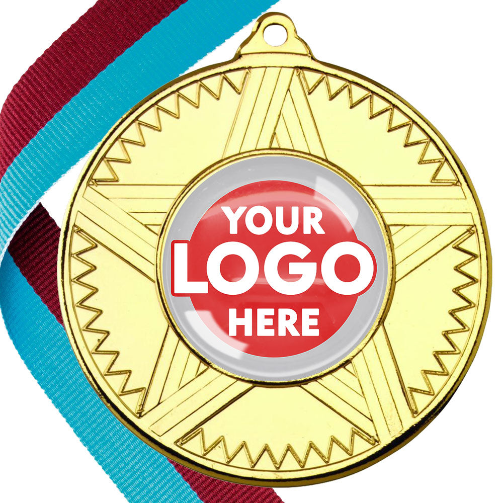 50mm Striped Star Design Medals on Ribbons