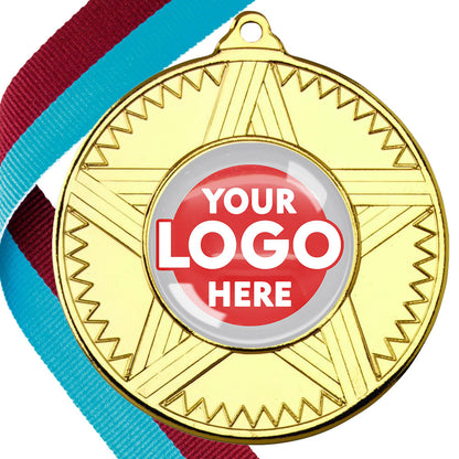 50mm Striped Star Design Medals on Ribbons