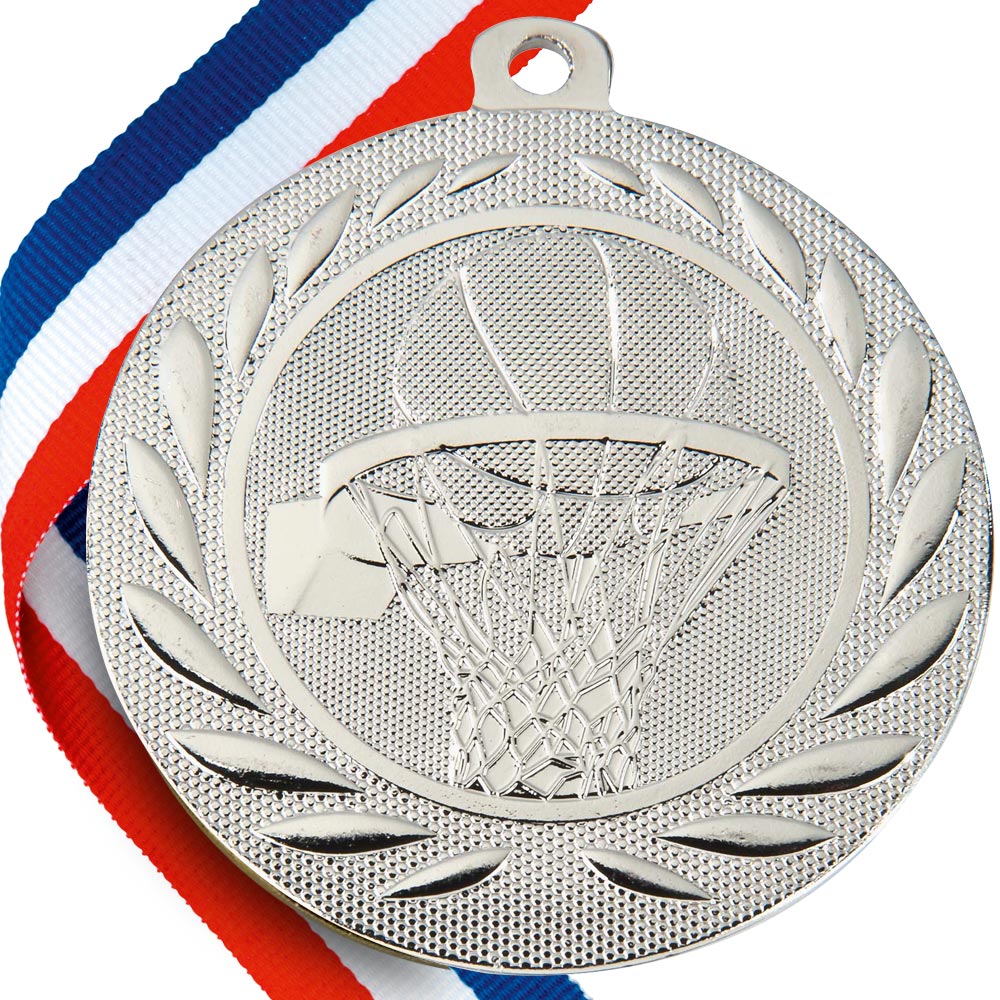 Basketball Embossed Medal on Ribbons
