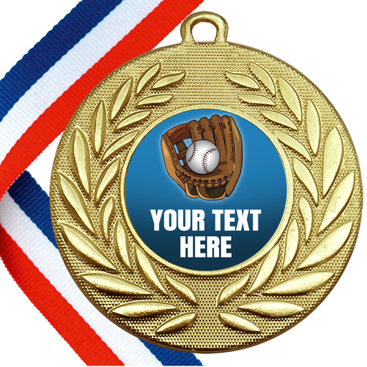 Set of Personalised Baseball Wreath Medals On Ribbons