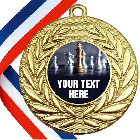 Set of Personalised Chess Wreath Medals On Ribbons