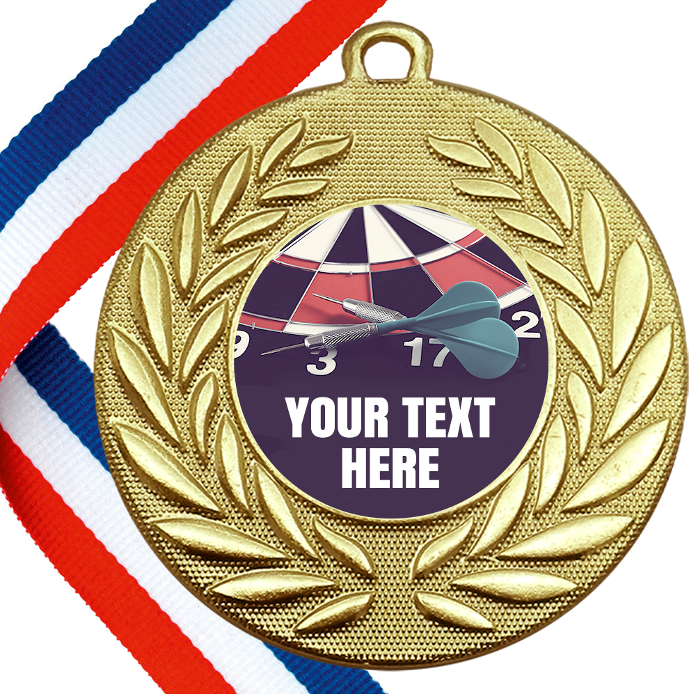 Set of Personalised Darts Wreath Medals On Ribbons