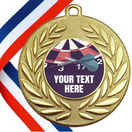 Set of Personalised Darts Wreath Medals On Ribbons