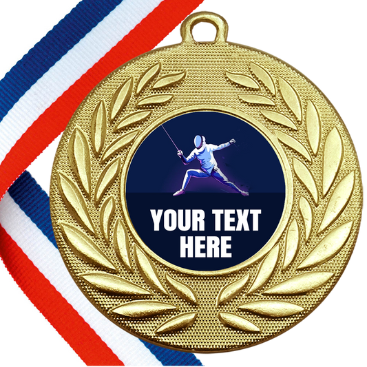 Set of Personalised Fencing Wreath Medals On Ribbons
