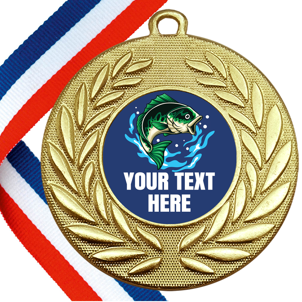 Set of Personalised Fishing Wreath Medals On Ribbons – BW Trophies
