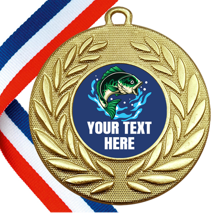 Set of Personalised Fishing Wreath Medals On Ribbons