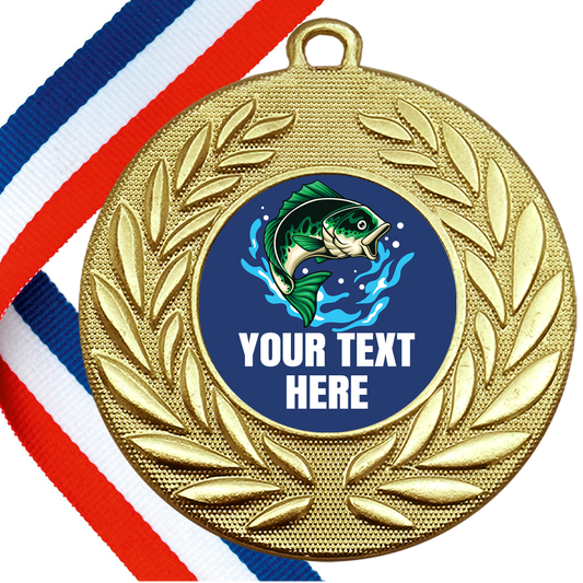 Set of Personalised Fishing Wreath Medals On Ribbons