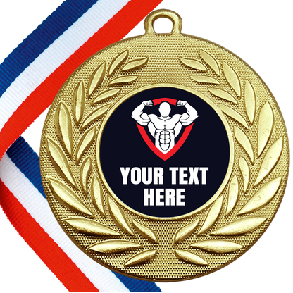 Set of Personalised Gym Wreath Medals On Ribbons BW Trophies