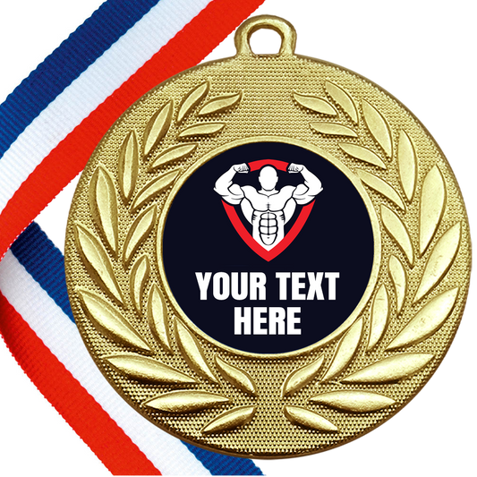Set of Personalised Gym Wreath Medals On Ribbons